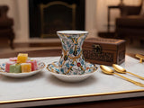 Handmade Turkish Tea Cups & Saucers with Gold Accent