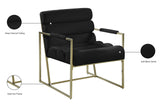 Wayne Velvet Accent Chair with Gold Iron Frame and Deep Channel Tufting for Contemporary Comfort