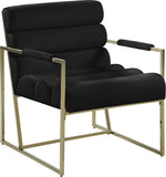 Wayne Velvet Accent Chair with Gold Iron Frame and Deep Channel Tufting for Contemporary Comfort