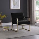 Wayne Velvet Accent Chair with Gold Iron Frame and Deep Channel Tufting for Contemporary Comfort