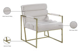 Wayne Velvet Accent Chair with Gold Iron Frame and Deep Channel Tufting for Contemporary Comfort