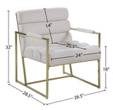 Wayne Velvet Accent Chair with Gold Iron Frame and Deep Channel Tufting for Contemporary Comfort