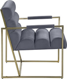 Wayne Velvet Accent Chair with Gold Iron Frame and Deep Channel Tufting for Contemporary Comfort