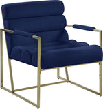 Wayne Velvet Accent Chair with Gold Iron Frame and Deep Channel Tufting for Contemporary Comfort