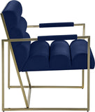 Wayne Velvet Accent Chair with Gold Iron Frame and Deep Channel Tufting for Contemporary Comfort