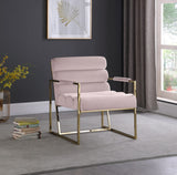 Wayne Velvet Accent Chair with Gold Iron Frame and Deep Channel Tufting for Contemporary Comfort