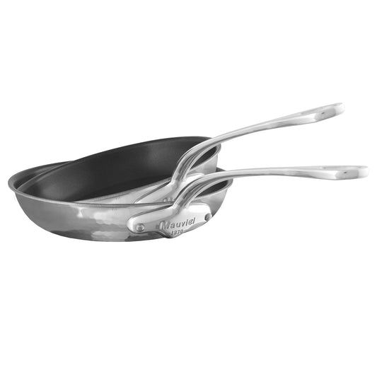 Mauviel M'ELITE Hammered 5-Ply 2-Piece Nonstick Frying Pan Set With Cast Stainless Steel Handles