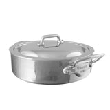 Mauviel M'ELITE Hammered 5-Ply Rondeau With Curved Lid, Cast Stainless Steel Handles