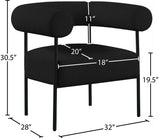 Blake Modern Accent Chair with Curved Back and Sturdy Matte Black Metal Frame for Stylish Living