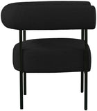 Blake Modern Accent Chair with Curved Back and Sturdy Matte Black Metal Frame for Stylish Living