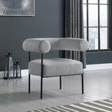 Blake Modern Accent Chair with Curved Back and Sturdy Matte Black Metal Frame for Stylish Living