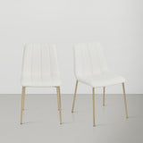 Isla Contemporary Dining Chair Set - Luxurious Upholstery, Channel Tufted Back & Gold Legs