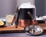 1.6 Qt Copper Ribbed Ice Bucket with Lid & Tongs