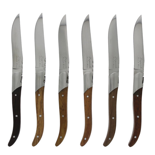 Laguiole Connoisseur Assorted Wood Steak Knives Set of 6