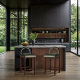 Conrad - Velvet Counter Stool With Brown Legs