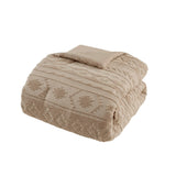 Chenille Tufted Jacquard Oversized Comforter Set, Tan