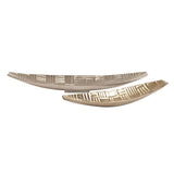 Textured Aluminum Elongated Silver Bowl- Large