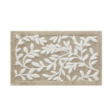Dimensional Leaf Cotton Tufted Anti-Skid Bath Rug, Taupe