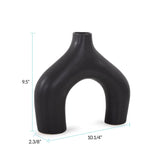 Beltram Black Modern Styled Ceramic Footed Vase