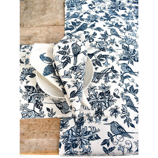French Home Honeysuckle Table Runner - Indigo