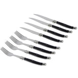 Laguiole Faux Onyx Steak Knife & Fork Set, 8pc