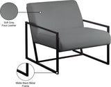 Industry Faux Leather Accent Chair - Contemporary Comfort with Sturdy Matte Black Frame Design