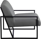 Industry Faux Leather Accent Chair - Contemporary Comfort with Sturdy Matte Black Frame Design