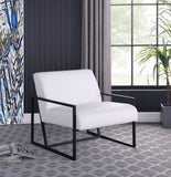 Industry Faux Leather Accent Chair - Contemporary Comfort with Sturdy Matte Black Frame Design