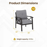 2 Pieces Outdoor All-Weather Patio Metal Armchair