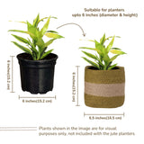Jute Planters with Lining, Olive & Natural, 6.5" Set of 2 (16 Units)
