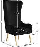 Alexander Contemporary Velvet Accent Chair with Gold Metal Legs and Deep Button Tufting Design