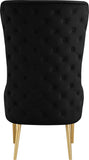 Alexander Contemporary Velvet Accent Chair with Gold Metal Legs and Deep Button Tufting Design