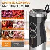 Cordless Hand Blender: 1000W 12-Speed Electric Stick Mixer