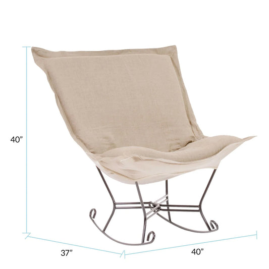 Scroll Puff Rocker Linen Slub Natural Titanium Frame