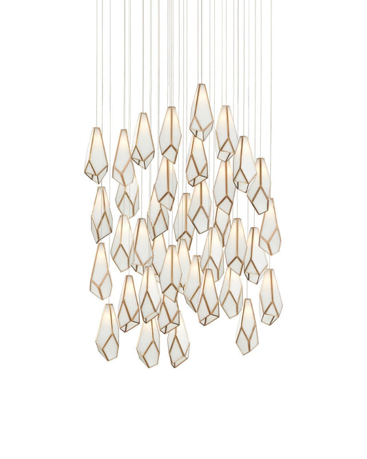 Glace White 36-Light Round Multi-Drop Pendant