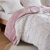 Wholesale Shaggy Faux Solid Fur Comforter Mini Set, Pink/White
