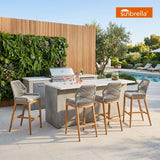 PURPLE LEAF Patio Sunbrella Bar Stools Set of 2  Rattan Bar Aluminum Bar Stool Outdoor Barstools with Back and Cushion for Garden Kitchen Island