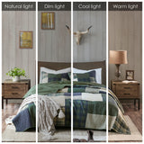 2 Piece Patchwork Oversized Cotton Quilt Set, Green