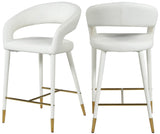 Destiny Contemporary Stool with Rounded Back and Gold-Tipped Legs for Elegant Dining Experience