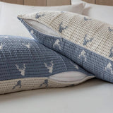 3 Piece Reversible Rustic Coverlet Set, Blue