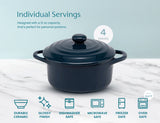 Kook Mini Ceramic Casserole Dishes with Lids, 4-Pack