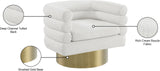 Tessa Contemporary Swivel Accent Chair with Deep Channel Tufting and Stylish Gold Base Design