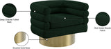 Tessa Contemporary Swivel Accent Chair with Deep Channel Tufting and Stylish Gold Base Design