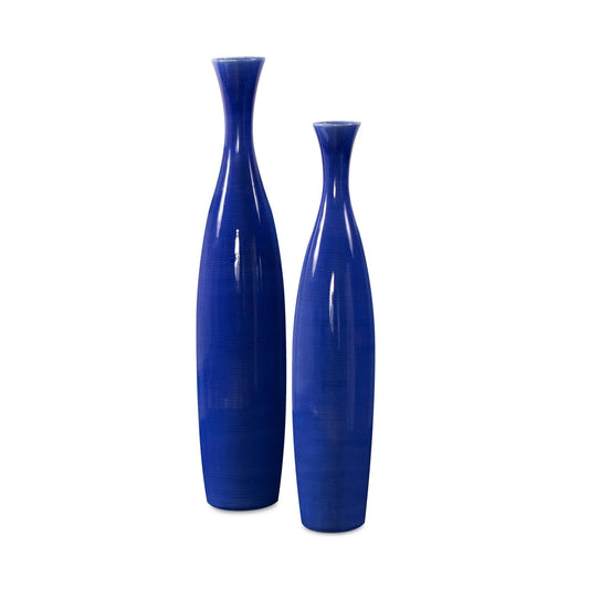 Cobalt Blue Glaze Ceramic Vases - Set of 2