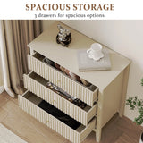 Large Fluted 3 Drawer Dresser, Modern Nightstand Cabinet