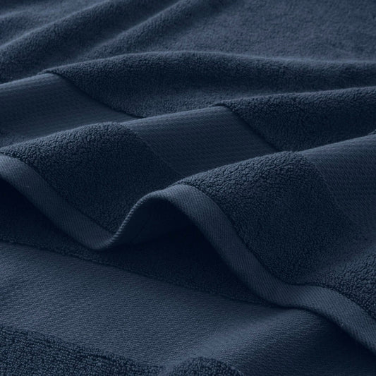 Turkish Cotton 6-Piece Bathroom Towel Set, Navy Blue