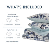 Reversible Floral Seersucker Comforter Set, Navy/Blue