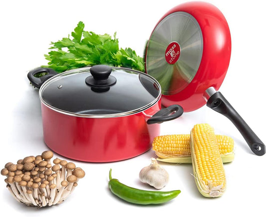 Moss & Stone 3-Piece Red Nonstick Cookware Set
