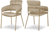Yara Velvet Dining Chair Set - Luxurious Comfort with Brushed Brass Frame for Modern Dining Spaces