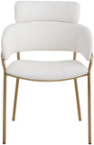 Yara Faux Leather Dining Chair Set - Modern Cream Upholstery with Sturdy Iron Frame & Brass Accents